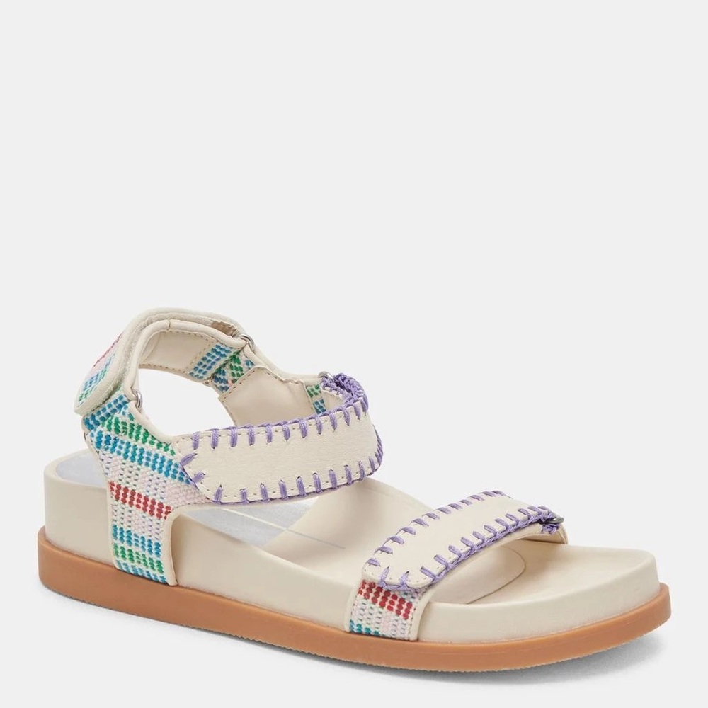 Dolce Vita Senora Stitched Sandals Ivory Multi Nubuck (Sz 9)